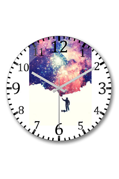 BASKI DÜNYASI Pictura universului Artă spațială Ceas de perete din sticlă aut...