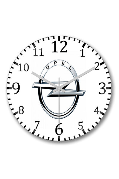 BASKI DÜNYASI ساعة حائط بشعار شعار أوبل من الزجاج الحقيقي المنحني