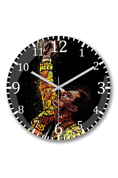 BASKI DÜNYASI ساعة حائط فريدي ميركوري من الزجاج الحقيقي المنحني