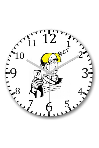 BASKI DÜNYASI ساعة حائط بكاميرا سيلفي للتصوير الفوتوغرافي من الزجاج الحقيقي