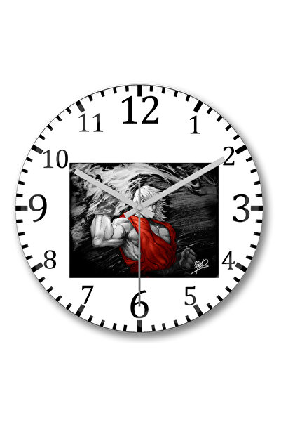 BASKI DÜNYASI ساعة حائط كين سوبر ستريت فايتر من الزجاج الحقيقي المنحني