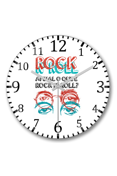 BASKI DÜNYASI ساعة حائط Afinal O Que E Rock'Roll من الزجاج الحقيقي المنحني