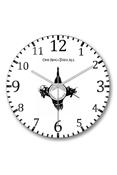 BASKI DÜNYASI حلقة واحدة لحكمهم جميعًا ساعة حائط من الزجاج الحقيقي المنحني