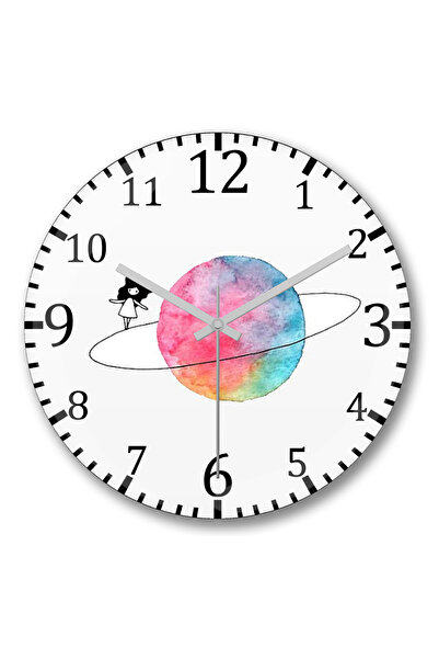 BASKI DÜNYASI ساعة حائط الكواكب من الزجاج الحقيقي المنحني