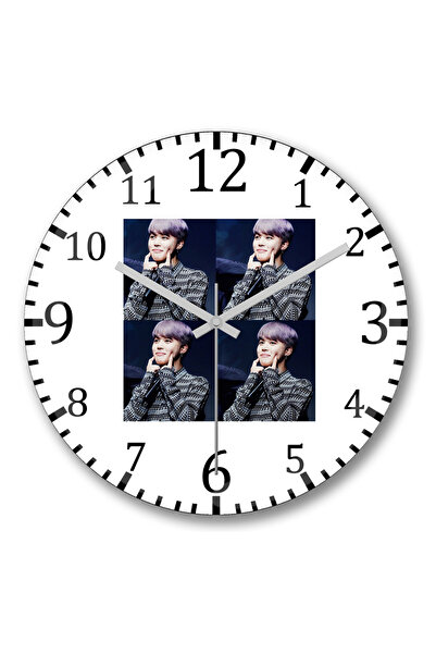 BASKI DÜNYASI ساعة حائط BTS Jimin من الزجاج الحقيقي المنحني