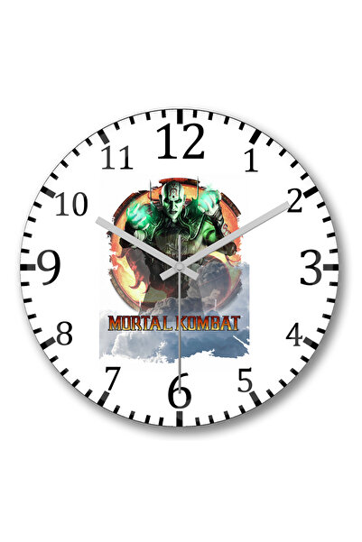 BASKI DÜNYASI ساعة حائط لعبة مورتال كومبات تشيوان تشي من الزجاج الحقيقي المنحني
