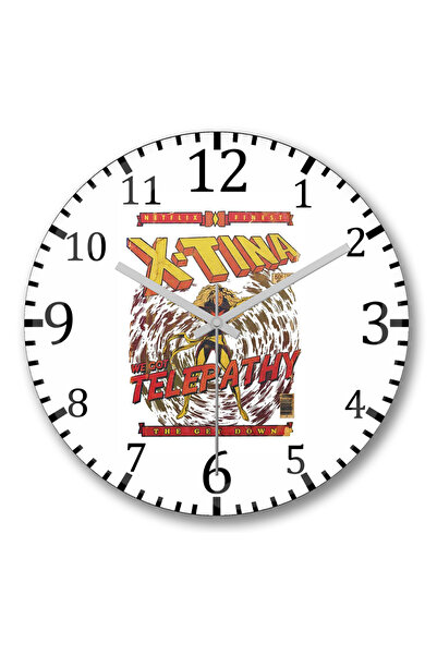 BASKI DÜNYASI ساعة حائط X Tina Telepathy من الزجاج الحقيقي المنحني