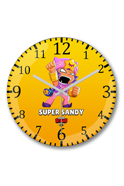 BASKI DÜNYASI Ceas de perete Brawl Stars Super Sandy din sticlă autentică bom...