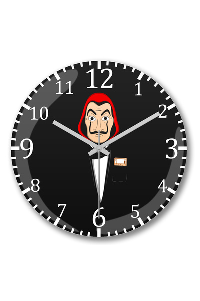 BASKI DÜNYASI ساعة حائط La Casa De Papel The Dali من الزجاج الحقيقي المنحني