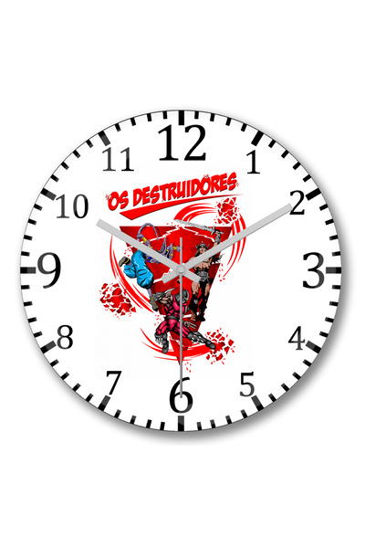 BASKI DÜNYASI ساعة حائط Os Destruidores من الزجاج الحقيقي المنحني