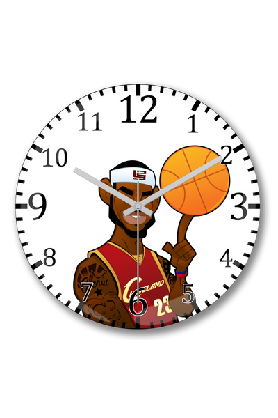 BASKI DÜNYASI ساعة حائط الدوري الاميركي للمحترفين ليبرون جيمس من الزجاج الحقي...