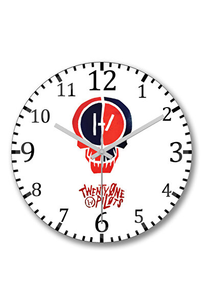 BASKI DÜNYASI توينتي ون بايلوتس1 ساعة حائط مقوسة من الزجاج الحقيقي