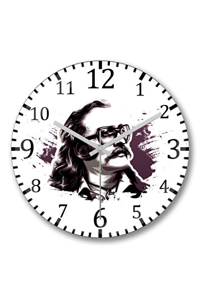 BASKI DÜNYASI ساعة حائط توضيحية من Cem Karaca من الزجاج الحقيقي المنحني