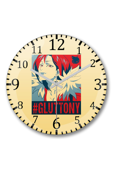 BASKI DÜNYASI ساعة حائط الخطايا السبع المميتة ميرلين غولتوني من الزجاج الحقيق...