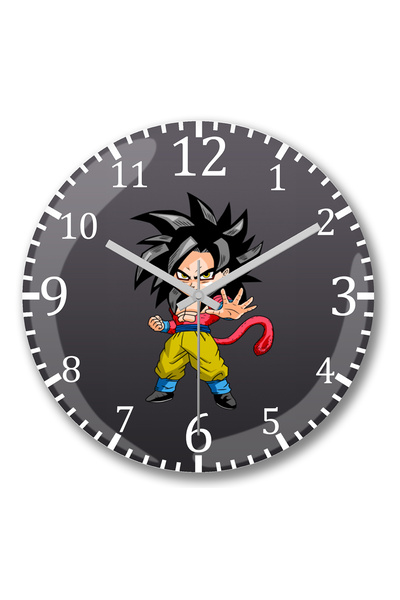 BASKI DÜNYASI ساعة حائط MiniGoku Super Sayajin 4 من الزجاج الحقيقي المنحني