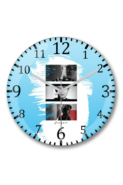 BASKI DÜNYASI Nct 127 Jungwoo ساعة حائط من الزجاج الحقيقي المنحني