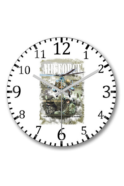 BASKI DÜNYASI Ceas de perete cu elicopter militar din sticlă autentică bombată