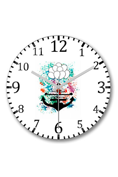 BASKI DÜNYASI Ceas de perete cu baloane cu barcă din sticlă autentică bombată