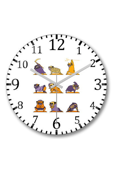 BASKI DÜNYASI ساعة حائط على شكل كلب اليوغا من الزجاج الحقيقي المنحني