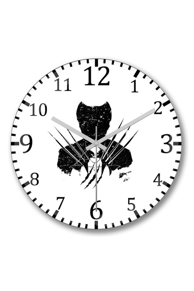 BASKI DÜNYASI ساعة حائط لوجان ولفيرين من الزجاج الحقيقي المنحني