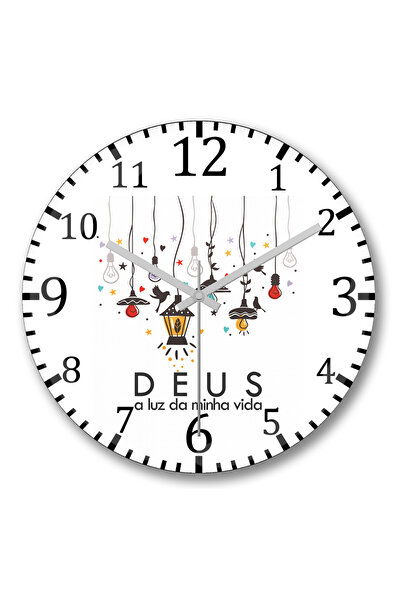 BASKI DÜNYASI Ceas de perete Deus Minha Luz din sticlă autentică bombată