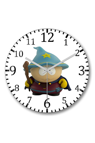 BASKI DÜNYASI ساعة حائط ساوث بارك إريك كارتمان من الزجاج الحقيقي المنحني