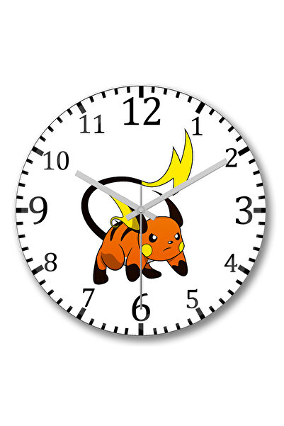 BASKI DÜNYASI ساعة حائط بوكيمون جو بيكاتشو رايتشو 1 من الزجاج الحقيقي المنحني