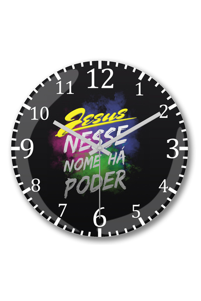 BASKI DÜNYASI Ρολόι τοίχου Jesus Nesse Nome Ha Poder από κυρτό γυαλί