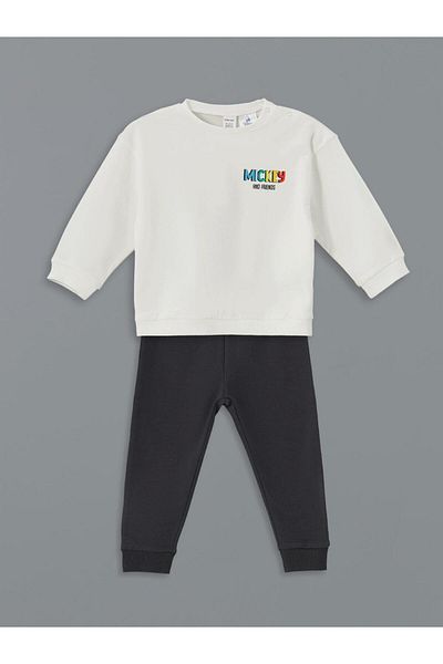 LC Waikiki Lcw Crew Neck Printed Baby Boy Sweatshirt and Sweatpants Bottom 2-Piece Fast Fashion