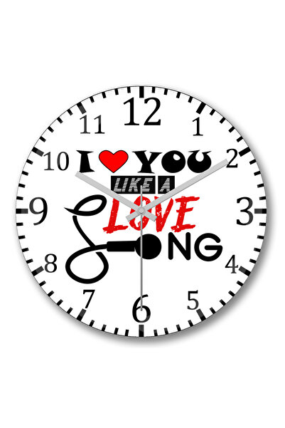 BASKI DÜNYASI هدية أنا أحبك مثل أغنية الحب ساعة حائط من الزجاج الحقيقي المنحني