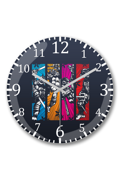 BASKI DÜNYASI ساعة حائط سلاحف النينجا من الزجاج الحقيقي المنحني