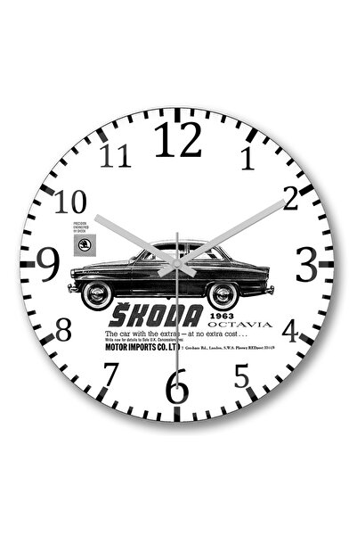 BASKI DÜNYASI Ceas de perete Skoda Octavia Classic Sticlă Reală Curbată