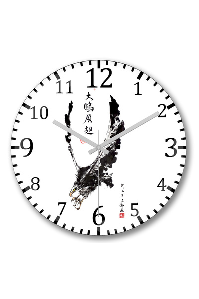 BASKI DÜNYASI ساعة حائط النسر الهجومية من الزجاج الحقيقي المنحني