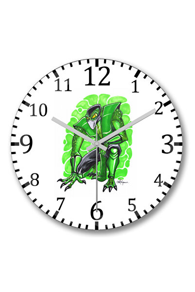 BASKI DÜNYASI ساعة حائط الزواحف من الزجاج الحقيقي المنحني