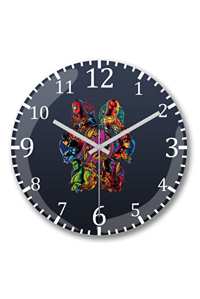 BASKI DÜNYASI Ceas de perete Avengers Crew din sticlă autentică bombată