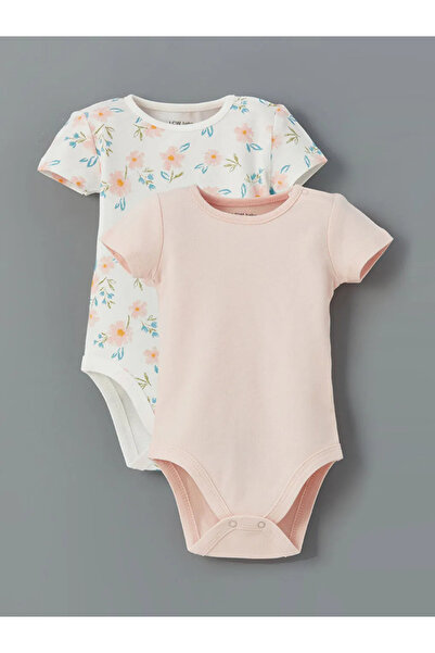 LC Waikiki Lcw Baby Ecru Crew Neck Baby Girl Snap Body 2-Piece