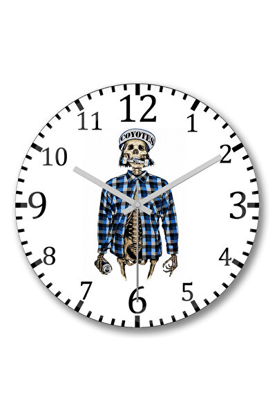 BASKI DÜNYASI Ceas de perete Coyotes Caveira Bone din sticlă autentică bombată