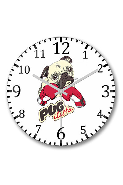 BASKI DÜNYASI Pugilista Boxing Wall Clock Curved Real Glass