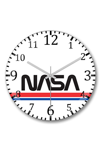 BASKI DÜNYASI ساعة حائط ناسا من الزجاج الحقيقي المنحني