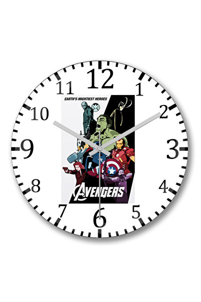 BASKI DÜNYASI ساعة حائط أفنجرز فيجن من الزجاج الحقيقي المنحني