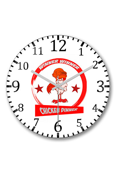 BASKI DÜNYASI ساعة حائط وينر دجاج عشاء بوبجي من الزجاج الحقيقي المنحني