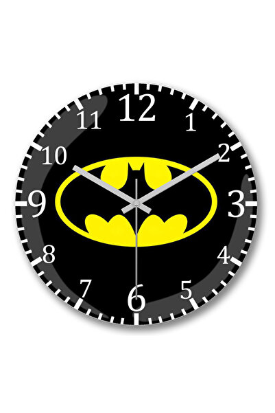 BASKI DÜNYASI Ρολόι τοίχου με λογότυπο Batman, κυρτό, από γνήσιο γυαλί