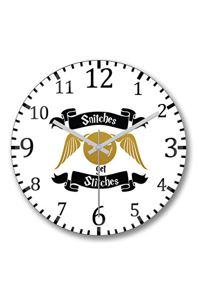 BASKI DÜNYASI Ceas de perete Snitches Get Stitches din sticlă autentică bombată