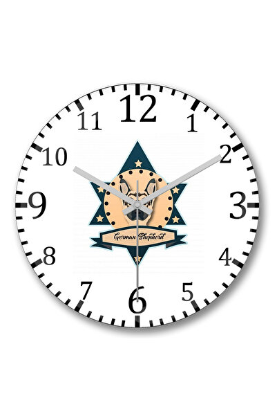 BASKI DÜNYASI Ceas de perete pentru câine Pastor Alemao Pug din sticlă autent...