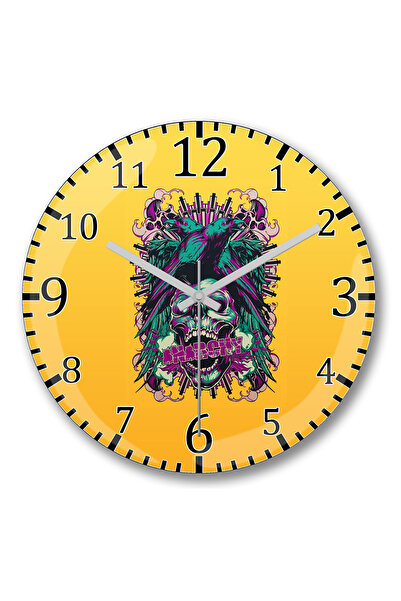 BASKI DÜNYASI ساعة حائط الفوضى من الزجاج الحقيقي المنحني