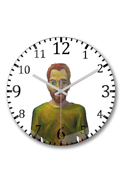 BASKI DÜNYASI ساعة حائط بورتريه فنسنت فان جوخ من الزجاج الحقيقي