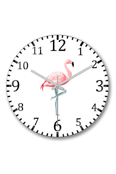 BASKI DÜNYASI ساعة حائط فلامينجو 7 من الزجاج الحقيقي المنحني