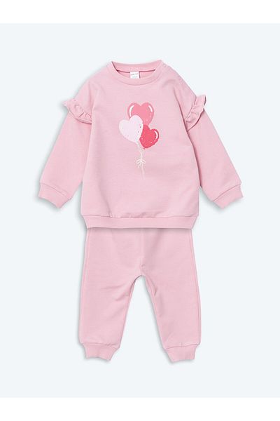 LC Waikiki Printed Baby Girl Sweatshirt and Sweatpants Set of 2