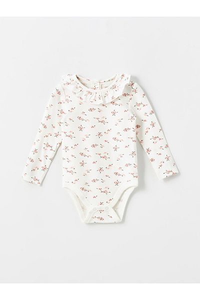 LC Waikiki Lcw Baby - Ecru Baby Girl Floral Long Sleeve Bodysuit and Leggings Set of 2