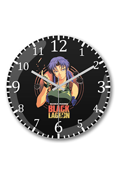 BASKI DÜNYASI ساعة حائط بلاك لاجون من الزجاج الحقيقي المنحني
